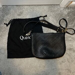 Quince Elegant Black Woven Shoulder Bag